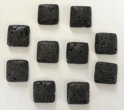 10 cabujones cuadrados de piedra de lava respaldo plano negro 15 mm Foto 1 de 3