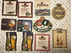 Vintage Set of 11 Beer Coasters Kronenbourg Tubork DeKoninck Dobbel Duvel etc - Picture 1 of 5
