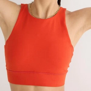 J.Crew Sports Bra Womens 2XS XXS Orange CloudStretch High Neck Moisture Wicking - Picture 1 of 8