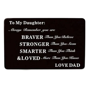 Metall Geldbörse Karte Souvenir süße Nachricht Liebe dich Tochter Geburtstag Geschenk Papa - Bild 1 von 2