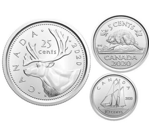 2020 Quarter Nickel Dime 25 10 5 Cents Canada Coins From RCM First Strike Rolls - Bild 1 von 1