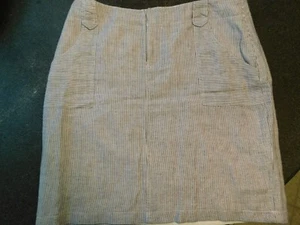 New York & Co. Leinen/Baumwolle grau tickend Streifen Rock Gr. 10  - Bild 1 von 8