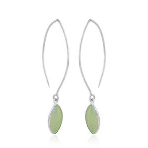 Marquise Shape Prehnite Chalcedony Gemstone 925 Sterling Silver Earrings Jewelry - Picture 1 of 3