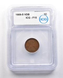 1909-S VDB Lincoln Wheat Cent F15 ICG *1043 - Picture 1 of 3