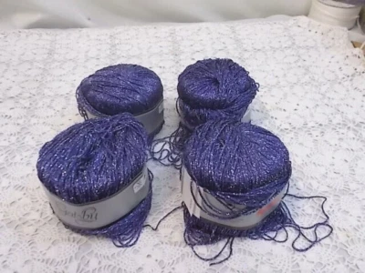 LOTE DE 4 BOLAS HILO KATIA "GATSBY" - AZUL MARINO/PLATEADO - 1 3/4 OZ. - ESPAÑA Foto 1 de 4