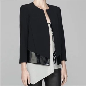 HELMUT LANG Tuxedo Wool Viscose Suiting Jacket Dress Blazer Crop Jacket Black 6 - Picture 1 of 7