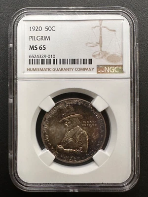 1920 50C Pilgrim Silver Commemorative NGC MS65 - Image 1 of 4