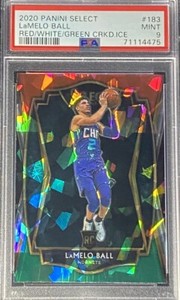 LaMelo Ball 2020 Select Green White And Red Cracked Ice Rookie RC PSA 9 Mint