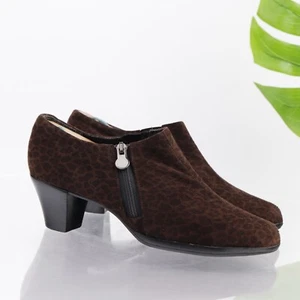 Munro Womens Taylor Pump Size 7.5 M Brown Leopard Stretch Shootie Block Heel - Picture 1 of 12