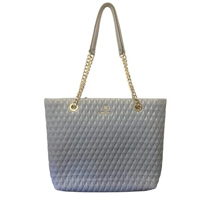 Nine West Caelia Tote Quilted Pale Denim Color Chain Shoulder Straps Handbag - Image 1 of 4