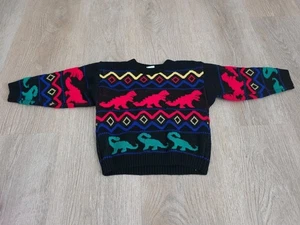 Vtg Dinosaur Sweater Toddler 3T Boys Kids 80s 90s Retro - Picture 1 of 4
