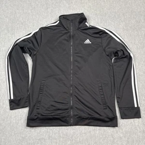 Adidas Jacket Boys XL Black White Full Zip Three Stripes Track Athletic AP5398 - Picture 1 of 8