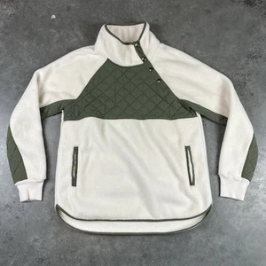 Abercrombie Fitch Fleece Jacket Womens Medium White Snap Pullover Outdoors Preow - Picture 1 of 15