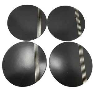 4 Placas Cargador Cerámica Redondas Negras Art Deco Años 80 Minimalista Raya Blanca 12 Pulgadas - Imagen 1 de 8