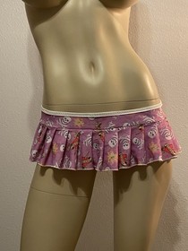 Sexy Micro Mini Pleated Skirt Skulls Purple Lingerie Rave Exotic Dancer Stripper