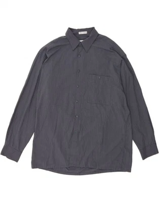 PIERRE CARDIN Mens Shirt Size 17 1/2 XL Navy Blue Pinstripe Rayon DS28 - Image 1 of 4