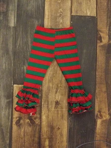 Green and Red Stripes Truffle Triple Ruffle Legging - Picture 1 of 1