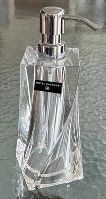 NEW HOTEL BALFOUR CLEAR ACRYLIC SWIRL SPIRAL,TWISTED SOAP DISPENSER,SILVER PUMP - Image 1 of 4