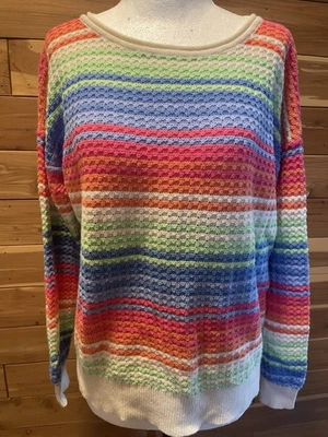 Suéter Woolovers Mujer Pequeño Crema Arco Iris Rayas Algodón Orgánico Foto 1 de 4