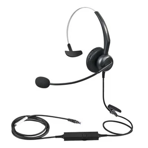 Single sided Earpiece Mono CordedEarphone with Noise Canceling Mic for PC/Mobile - Afbeelding 1 van 8