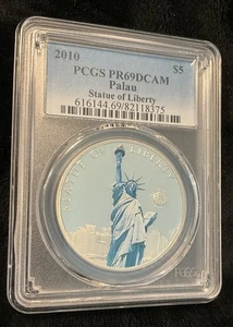 2010 Rep Of Palau Freiheitsstatue 5 $ Silbermedaille - PCGS PF69DCAM - INV#7045 - Bild 1 von 5