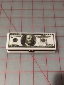$ 100 Dollar Bill Hinged Porcelain Trinket Box Vtg - S - Picture 1 of 6