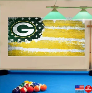 Packers FLAG 3X5 Green Bay Banner American New USA Wood Themed Man Cave Flags - Picture 1 of 7