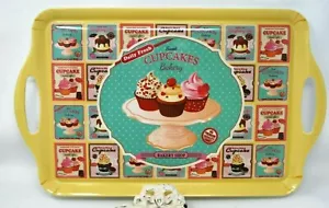 New CUPCAKE Bakery Shop Melamine Tray by Home Essentials Yellow Large 18" x 11"  - Picture 1 of 2