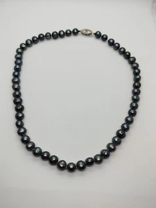 Cute Signed CO Silver 925 Clasp Tahitian Pearl 46cm Beads 7.5 to 8.6mm 40.1g - Picture 1 of 12
