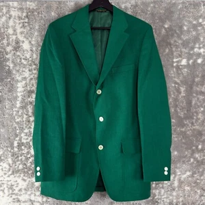 Giacca blazer Moygashel taglia 40R misto lino carriera verde manica lunga tasca - Foto 1 di 9