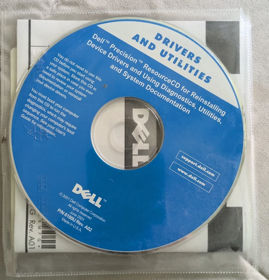 DELL Precision Resource CD for reinstalling device drivers P/N 6180U Rev .A02 - Image 1 of 1