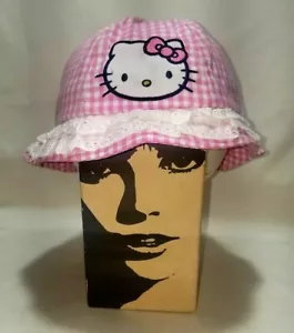 Cappello da sole estivo Hello Kitty rosa a quadri pizzo taglia unica small/bambini - Foto 1 di 12