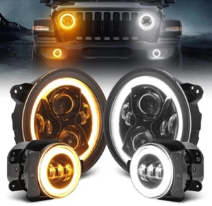 The SUPAREE 9 Inch Round LED Headlights and 4 Inch Fog Lights for 2018-2023 - Picture 1 of 2