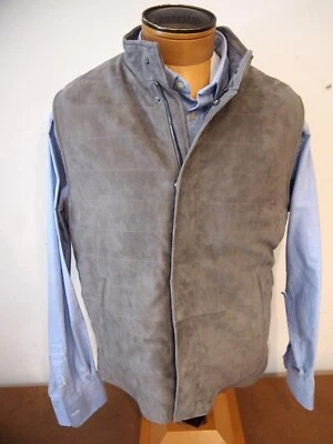 Peter Millar Crown Crafted Stretch Suede Quilted Vest NWT XL $1498 Gale Grey - Image 1 of 4