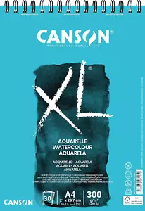 CANSON XL Watercolour 300gsm A4 Paper, Cold Pressed, Spiral Pad Short Side, 30  - Picture 1 of 5