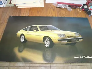 1977 Chevrolet Chevy Dealer Showroom Cardboard Poster Monza 2+2 Hatchback Coupe - Picture 1 of 1