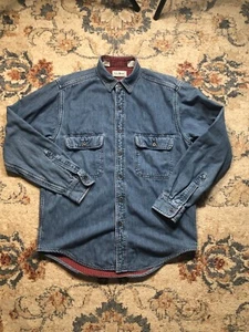 Vintage LL Bean Denim Shirt Men Small Blue Button Casual Work Outdoor Y2K Preppy - Picture 1 of 9