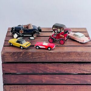 Lot 0f 6 Ford and Others Cast Iron Cars Model T and Roadster Cars 1/48 Scale