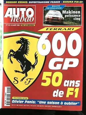 AUTO HEBDO 26/08/1998; GP de Blegique/ Essai Ferrari 600 GP; 50 ans de F1/ Panis - Photo 1/3