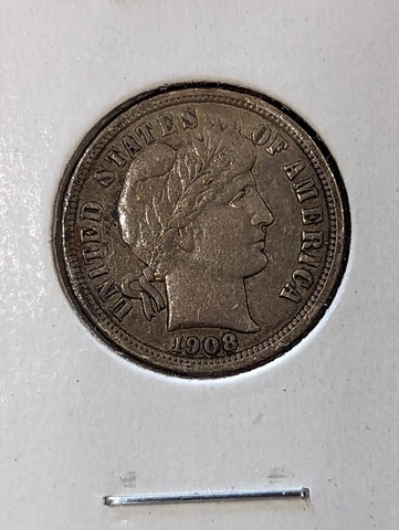 1908-D 10c Barber Silver Dime Cover