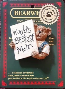 Boyds Bears and Friends Bearwear Pin - WORLD'S BESTEST MOM - Picture 1 of 1