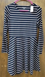 NWT The Children's Place Girls Size XL 14 Black Pink Striped Long Sleeve Dress - Picture 1 of 5