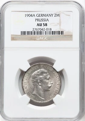 Prussia - 1904 A Wilhelm II 2 Marks - NGC AU58 - Stunning PQ - LOOKS UNC ! - Image 1 of 2