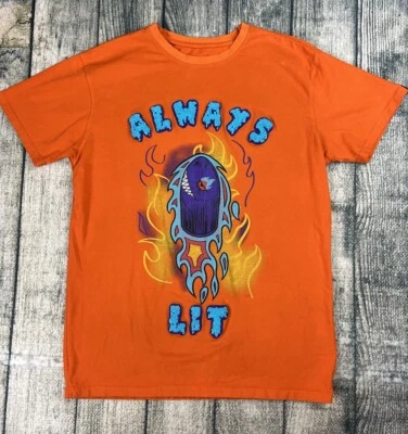 Bleeker Mercer Always Lit Shirt Mens Large Orange Graphic Skater Hip Hop 3D - Image 1 of 4