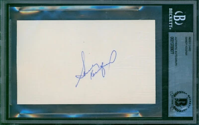 SANDY KOUFAX Single Signed Index Card Brooklyn / LA Dodgers HOF BAS slabbed - Image 1 of 2