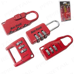 SET LUCCHETTO COMBINATO 4 pezzi ~ resettabile ~ viaggio/borsa/bagaglio/valigia/sicurezza - Foto 1 di 2