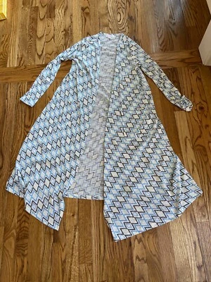 Cárdigan para mujer LuLaRoe Sarah azul blanco amarillo estampado de diamantes, talla pequeña, NUEVO Foto 1 de 4