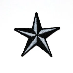 Metalic Grey Nautical Star patch Symbol Emblem for DIY Iron on Clothes Jacket - Picture 1 of 10
