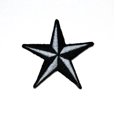 Metalic Grey Nautical Star patch Symbol Emblem for DIY Iron on Clothes Jacket - Image 1 of 4