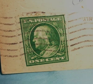 BENJAMIN FRANKLIN 1 CENT STAMP-APRIL 14,1911-GENUINE STAMP AND POSTCARD-EXCEL - Picture 1 of 5